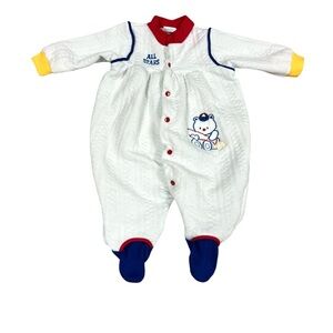 Vintage Baby Boy Clothes BabyGro 0-3 Month All Star Baseball Footed Outfit 90s